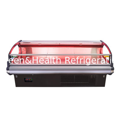 Frigorífico de exibição de carne exterior de aço inoxidável com refrigeração de ventilador de luz LED