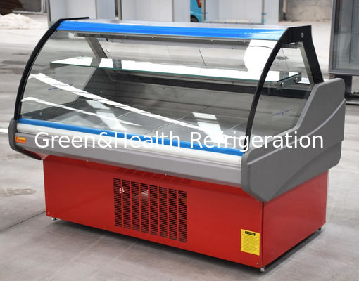 Vidro curvo geladeira de exibição de carnes