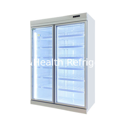 Commercial -18C Auto-contenido Display Vertical Glass Door Freezer para alimentos congelados