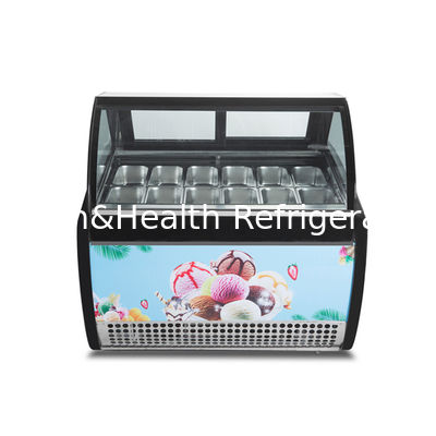 12 sabores Caixas de aço inoxidável de fila dupla geladeira congelador