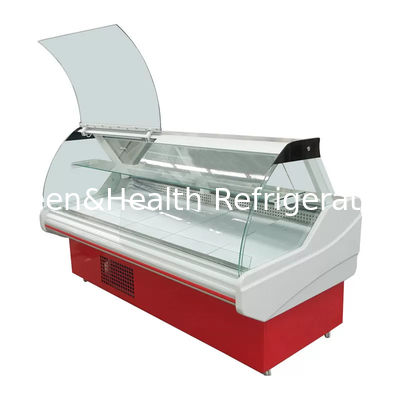 Refrigerador de exibição de deli Carne fresca vitrine Gabinete de exibição de carne congelador com vidro curvo