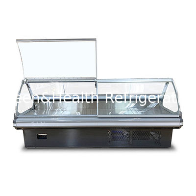 Flip Up Curved Glass Open Style Cozinhado Loja de alimentos Refrigerado Display Freezer