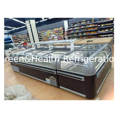 Supermercado comercial Porta deslizante horizontal de alta qualidade Refrigerado Display Island Cabinet Freezer