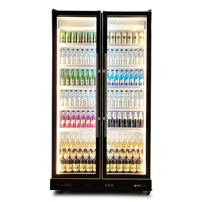 Duas Portas de Vidro Antiembaçante Vertical Múltipla Iluminação Refrigeração de Bebidas Exibição Congelador