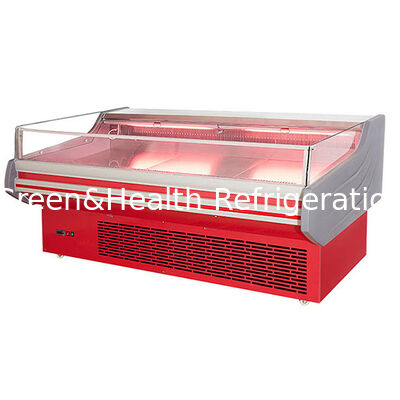 Frigorífico de exibição de carne de aço inoxidável com descongelamento automático e luz LED para vitrine de carne fresca