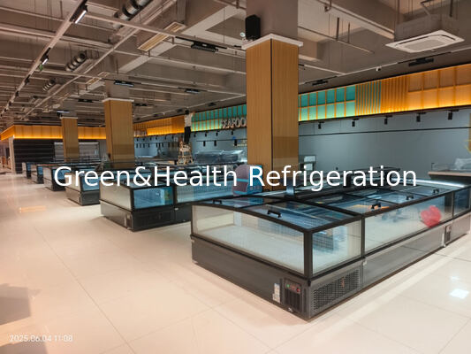 Congelador de Ilha para Supermercado Congelador Comercial Combinado para Exibição de Alimentos Congelados