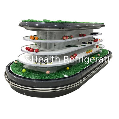 Refrigerador aberto comercial de vários andares com iluminação LED automática de descongelamento e economia de energia para ecrã de supermercado