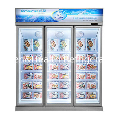 Supermercado Comercial Inverter Vertical Display Freezer com ventilador de refrigeração e descongelamento automático