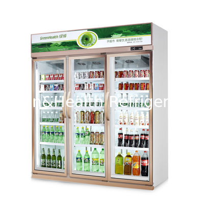 Refrigerador comercial da bebida da porta de vidro três com as 5 prateleiras das camadas / refrigerador da bebida do vinho