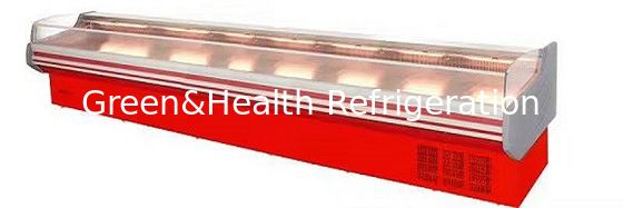 Refrigerador da exposição do supermercado fino de ROHS, mostra refrigerada de 2m exposição aberta para o marisco da carne