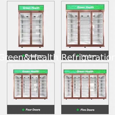 Refrigerador de vidro comercial da porta do supermercado R134 ereto