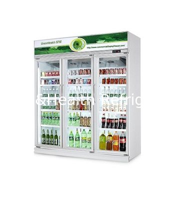 GreenHealth LG-1000W Frigorífico comercial de refrigerantes de bebidas refrigeradas com 3 portas, unidade de montagem superior, 0°10°C