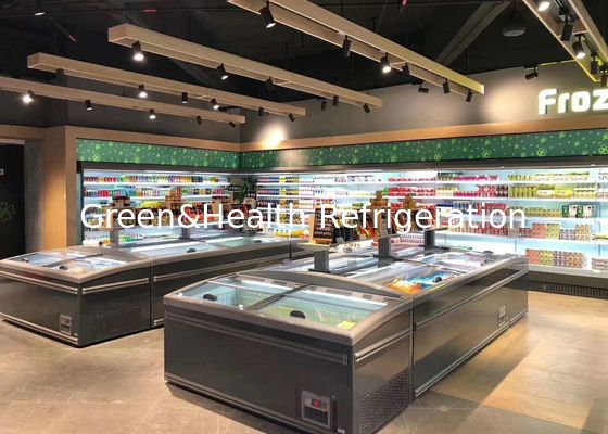 Do congelador comercial da exposição da porta deslizante do alimento congelador combinado congelado da ilha