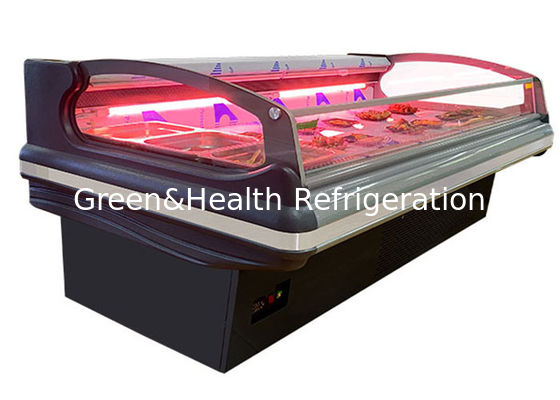 Refrigerador aberto do alimento de múltiplos propósitos feito sob encomenda da mostra do congelador da carne do fã construído no sistema